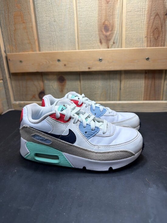 Nike Other - Nike Air Max 90 Youth Boys Sneakers Size 1.5Y White Blue Green DZ2889-100